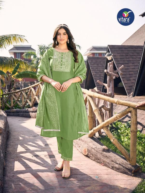 Vitara Gulmohar Fancy Silk Kurti With Bottom Dupatta Collection